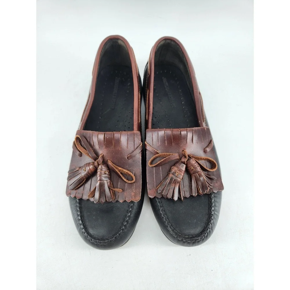 Johnston & Murphy Aragon II Kiltie Tassel Loafers Mens 9.5 M Black Brown Leather